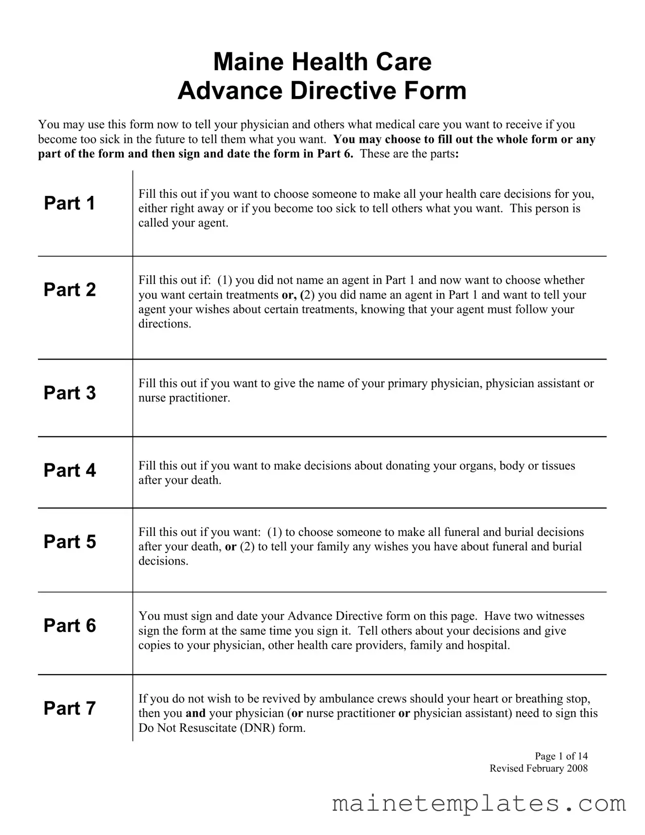 Get Maine Advance Template in PDF