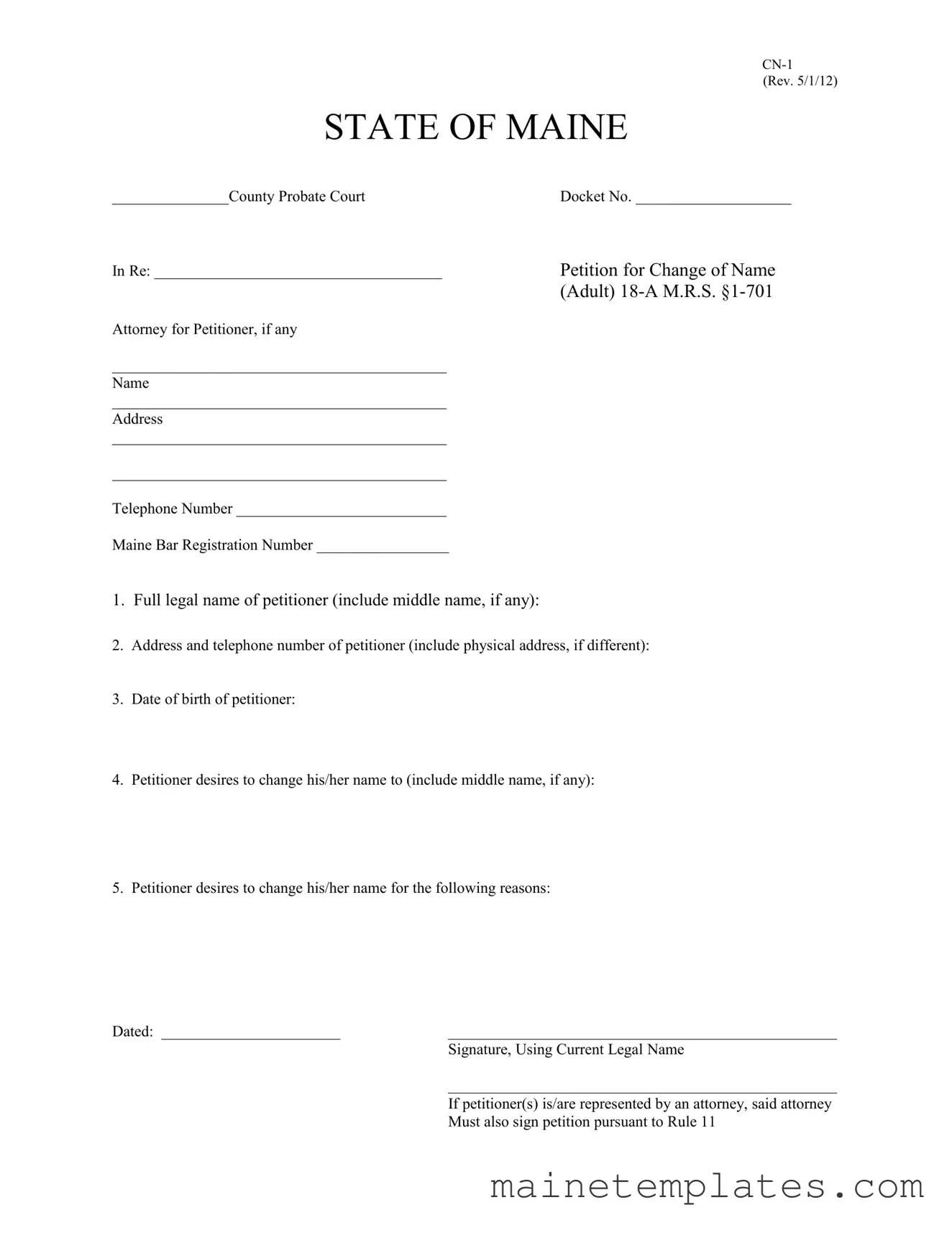 Get Maine Cn 1 Template in PDF