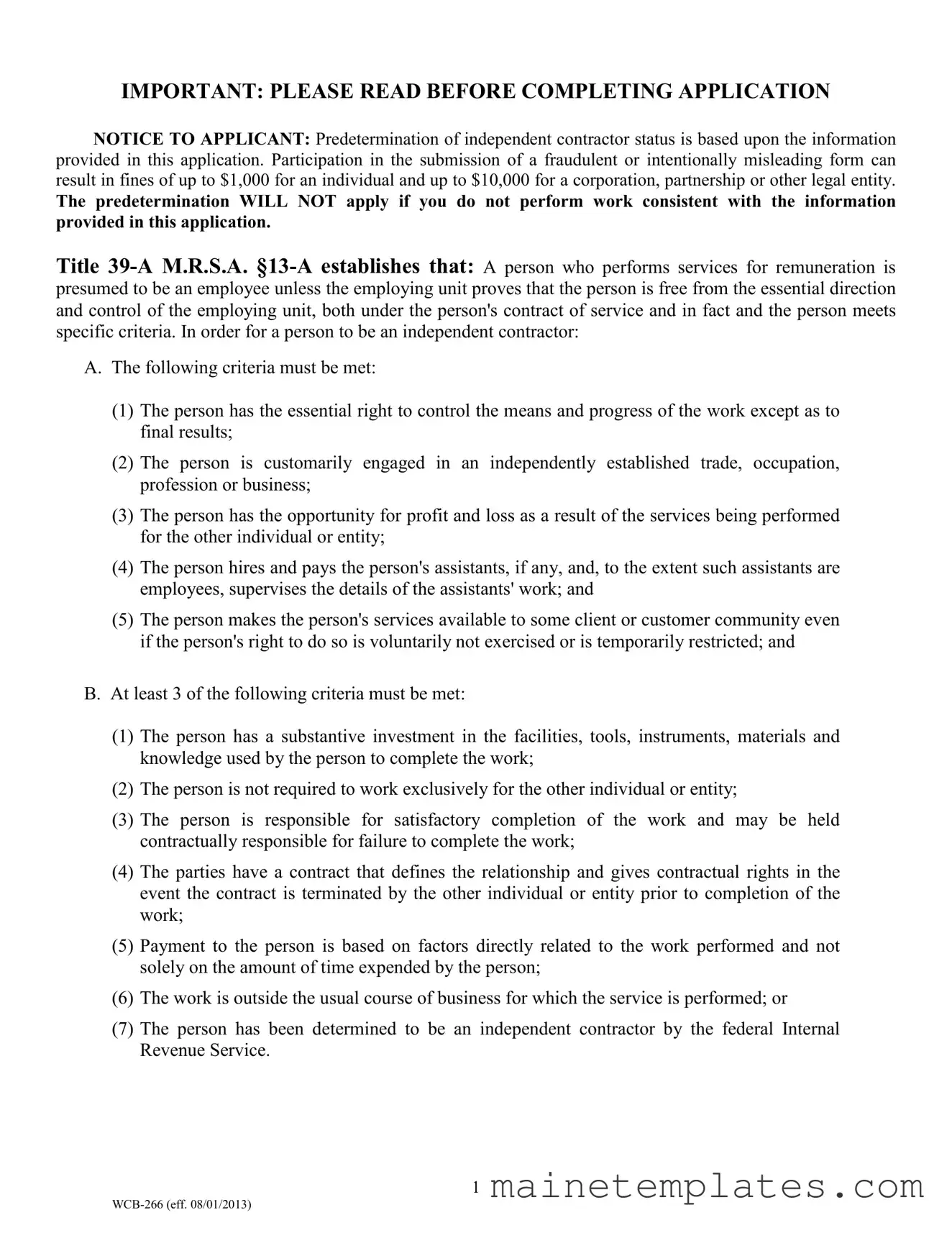 Get Maine Predetermination Template in PDF