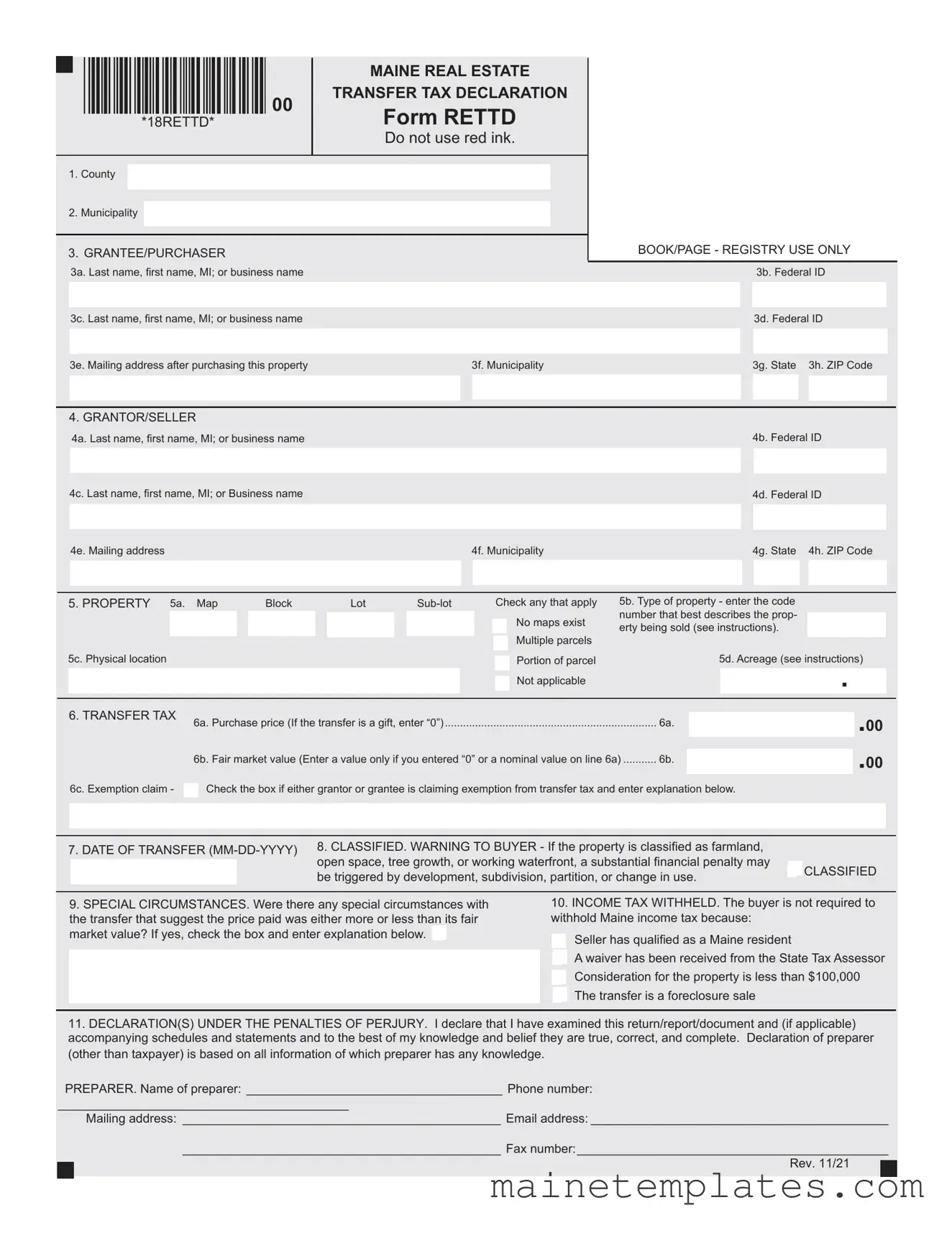 Get Maine Tax Template in PDF