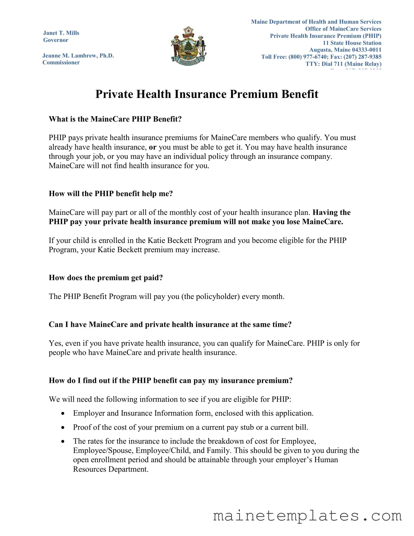 Get Phip Program Maine Template in PDF