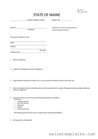 Get Maine De 101 I Template in PDF