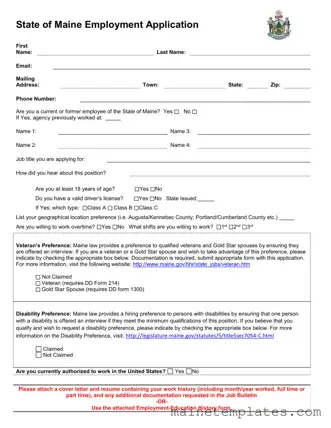 Get Maine Employment Application Template in PDF