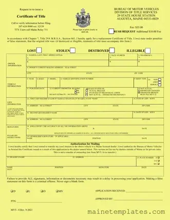 Get Maine Mvt 8 Template in PDF