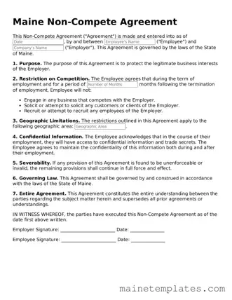 Legal Non-compete Agreement Form for the State of Maine