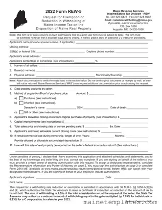 Get Maine Rew 5 Template in PDF